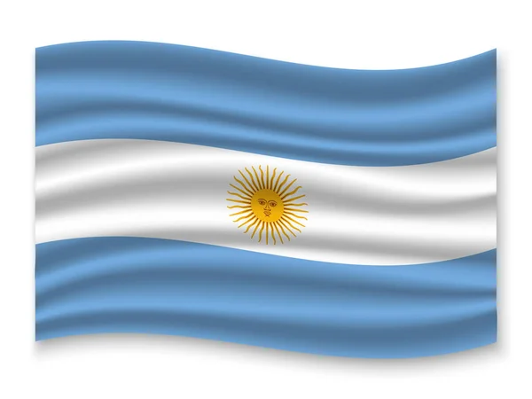 Bonito Colorido Acenando Bandeira Argentina Isolado Fundo Branco Vetor Ilustração — Vetor de Stock