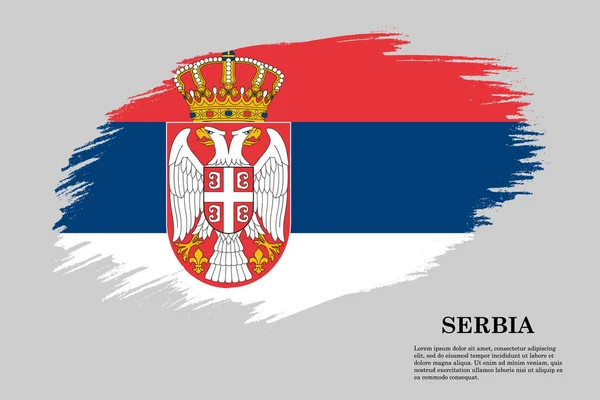 Grunge Stílusú Zászlaja Szerbia Ecset Ecsetvonás Háttér Vektor Ábra — Stock Vector