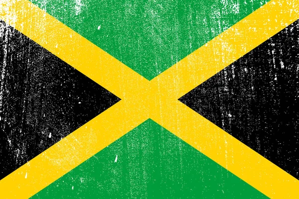 Jamaika Vektör Illüstrasyon Grunge Renkli Bayrak — Stok Vektör