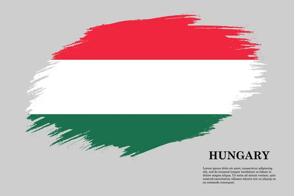 Drapeau Style Grunge Hongrie Fond Coup Pinceau Vecteur Illustration — Image vectorielle