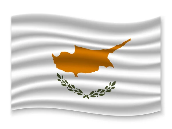 Mooie Kleurrijke Wapperende Vlag Van Cyprus Geïsoleerd Een Witte Achtergrond — Stockvector