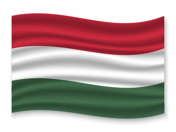 Schöne Bunte Wehende Ungarische Flagge Isoliert Auf Weißem Hintergrund Vektor — Stockvektor