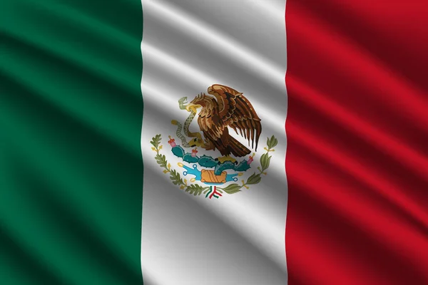 Mooie Kleurrijke Wapperende Vlag Van Mexico Vector Illustratie — Stockvector