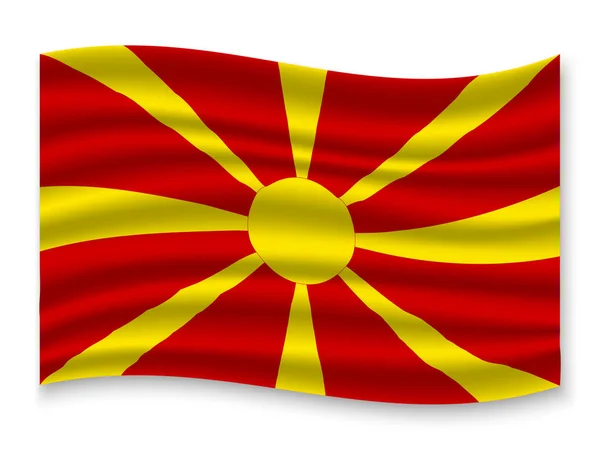 Bonito Colorido Acenando Bandeira Macedônia Isolado Fundo Branco Vetor Ilustração — Vetor de Stock