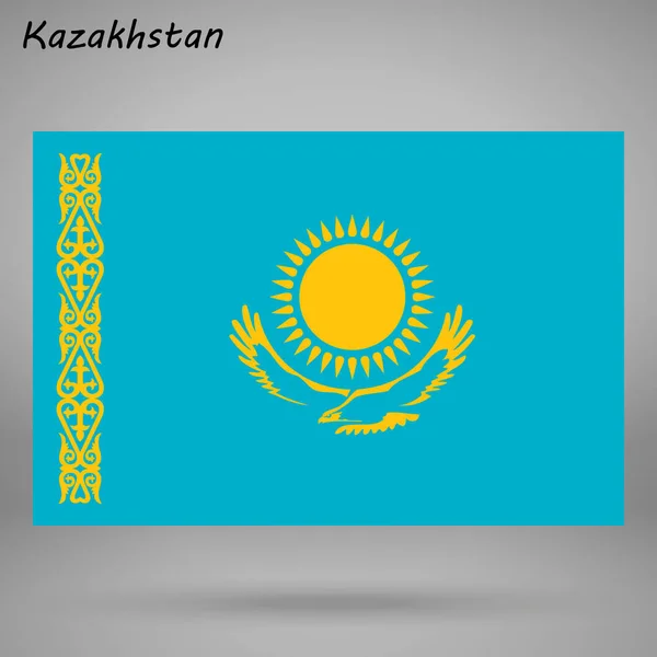 Färgglada Flagga Kazakstan Vektor Illustration — Stock vektor