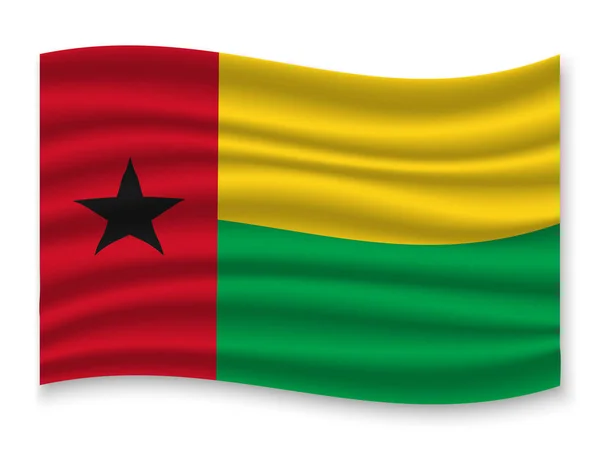 Красивый Красочный Размахивая Флагом Гвинеи Бисау Изолированы Белом Фоне Вектор — стоковый вектор