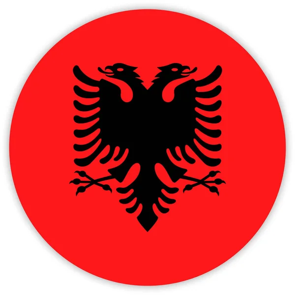 Bandera Redonda Colorida Albania Vector Ilustración — Vector de stock