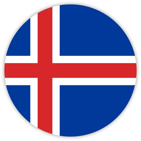 Rotonda Bandiera Colorata Islanda Vettore Illustrazione — Vettoriale Stock