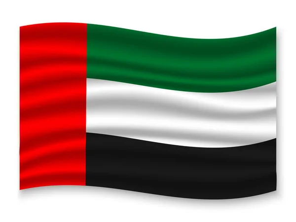 Красивые Красочные Размахивая Флагом Объединенных Арабских Эмиратов Изолированы Белом Фоне — стоковый вектор