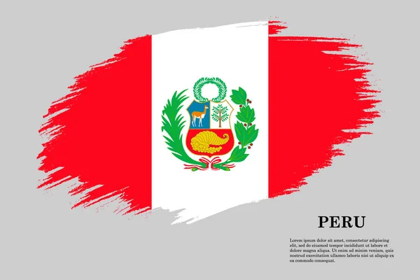 Grunge Stil Flagga Peru Brush Stroke Bakgrund Vektor Illustration — Stock vektor