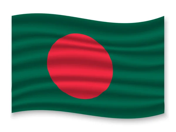 Beau Drapeau Agitation Coloré Bangladesh Isolé Sur Fond Blanc Vecteur — Image vectorielle