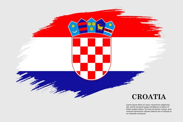 Grunge Style Flag Croatia Brush Stroke Background Vector Ilustración — Archivo Imágenes Vectoriales