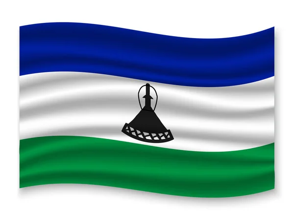 Vackra Färgglada Viftande Flagga Lesotho Isolerad Vit Bakgrund Vektor Illustration — Stock vektor