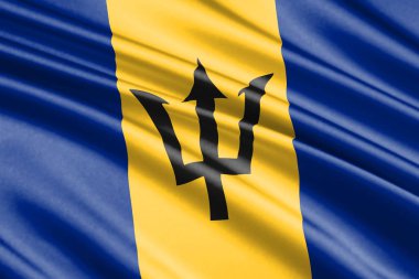 Barbados güzel renkli dalgalanan bayrağı