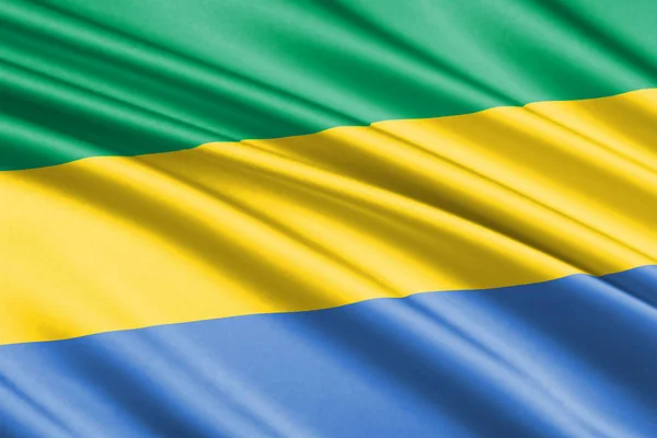 Gabon Gyönyörű Színes Hullámzó Zászlaja — Stock Fotó