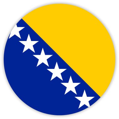 Bosna-Hersek, vektör, illüstrasyon yuvarlak renkli bayrak  