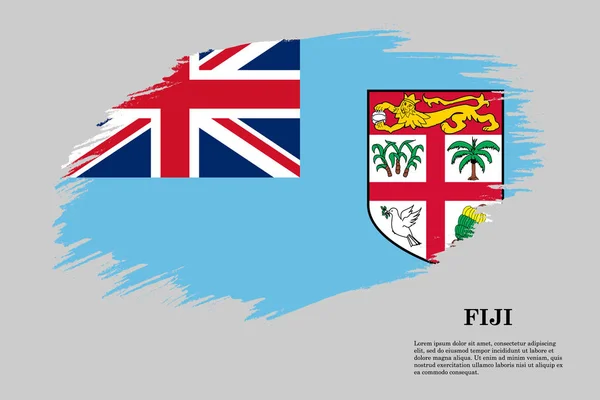 Grunge Stil Flagga Fiji Brush Stroke Bakgrund Vektor Illustration — Stock vektor