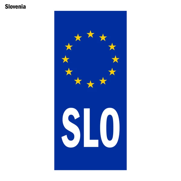 Jármű Rendszámtábla Szlovénia Uniós Ország Azonosítója Kék Sáv Rendszám — Stock Vector