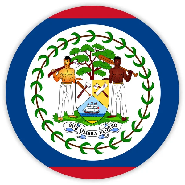 Bandiera Rotonda Colorata Del Belize Vettore Illustrazione — Vettoriale Stock