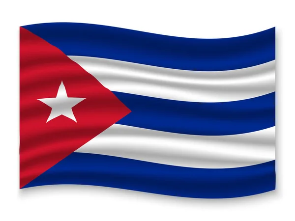 Hermosa Bandera Ondeante Colorido Cuba Aislado Sobre Fondo Blanco Vector — Vector de stock