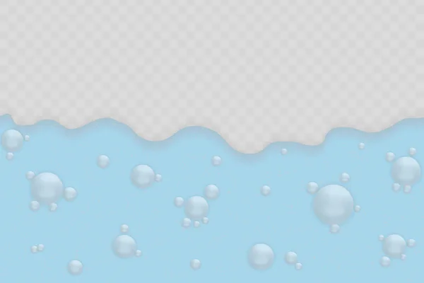 Pěna Pozadí Bublinkami Průhledném Pozadí Soap Textura — Stockový vektor