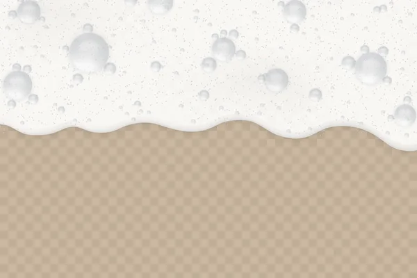 Fondo Espuma Con Burbujas Sobre Fondo Transparente Textura Jabón — Vector de stock