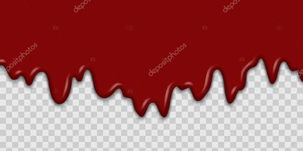 Dripping blood or ketchup on transparent background. 