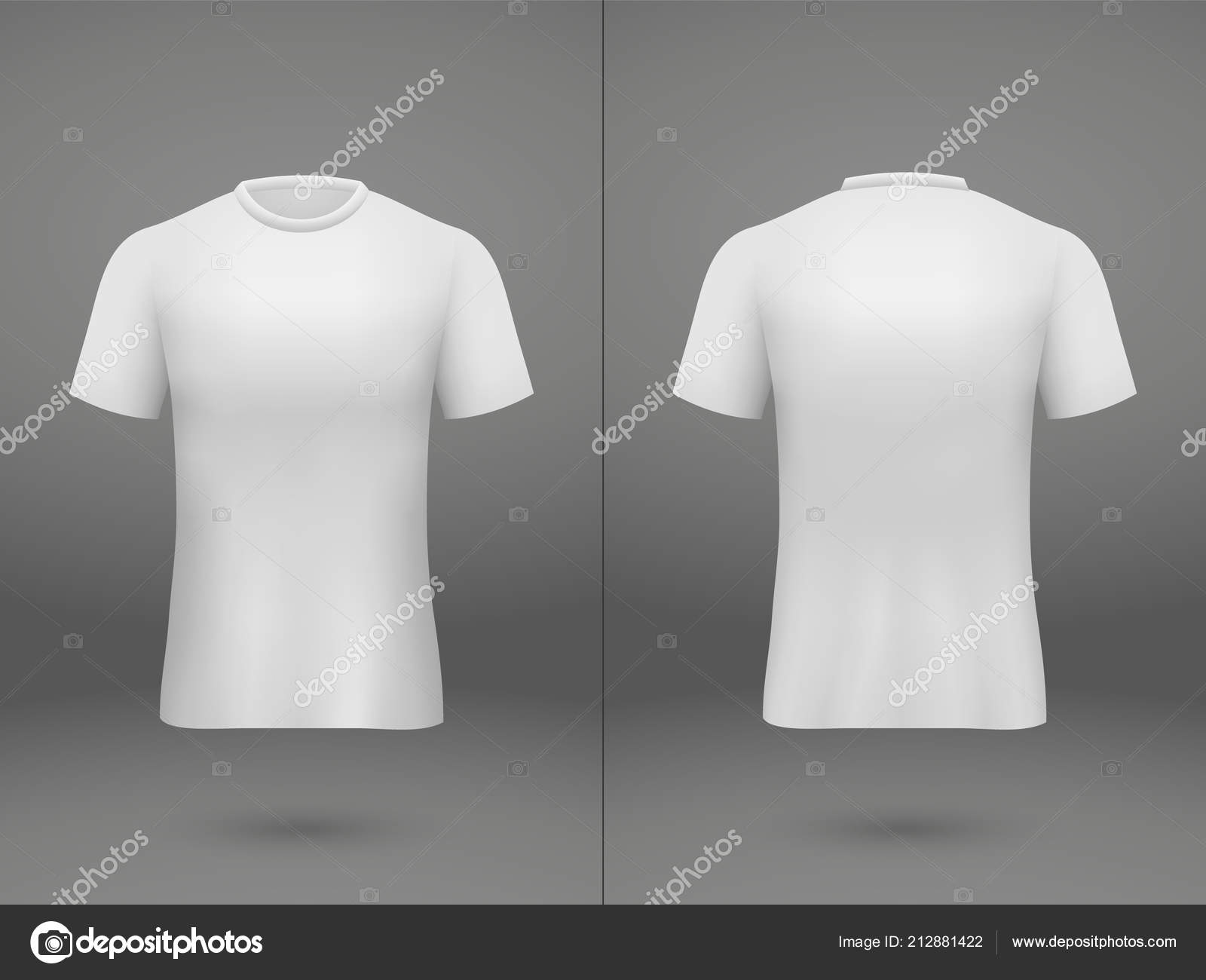 3D realistic of front and back of white soccer jersey t-shirt with