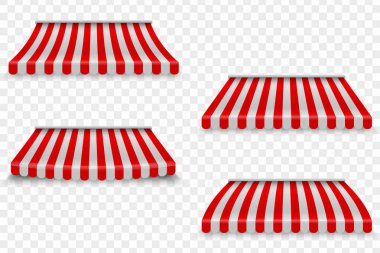 Kafe ve dükkan vektör mockup için set gerçekçi açık tente