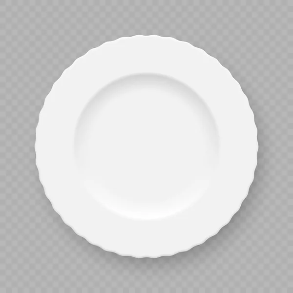 透明な背景に分離された現実的な白いプレート皿 — ストックベクタ