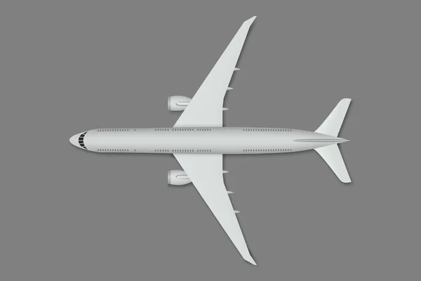 Avion Réaliste Isolé Avion Vue Dessus — Image vectorielle