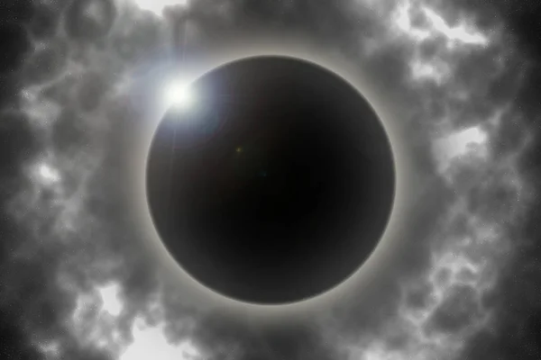 Eclipse Solar Total Fondo Espacial —  Fotos de Stock