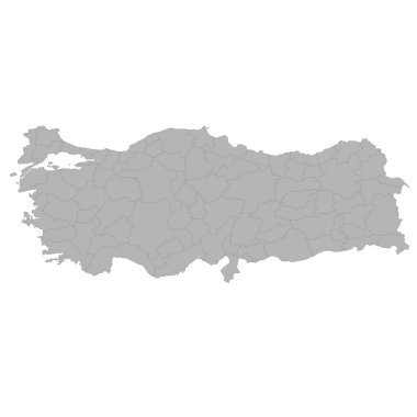 Beyaz arka plan üzerinde bölgelerin sınırları ile Türkiye'nin kaliteli harita