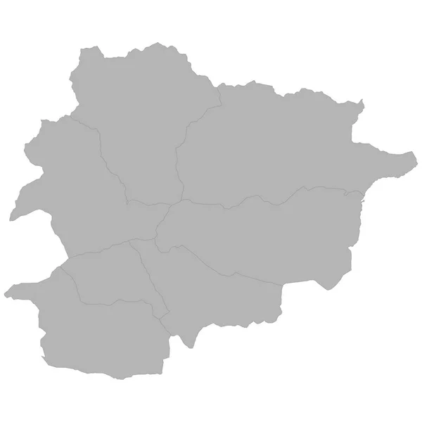 Mapa Alta Calidad Andorra Con Las Fronteras Las Regiones Sobre — Vector de stock