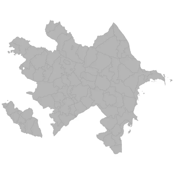 Hochwertige Karte Von Azerbaijan Mit Grenzen Der Regionen Auf Weißem — Stockvektor