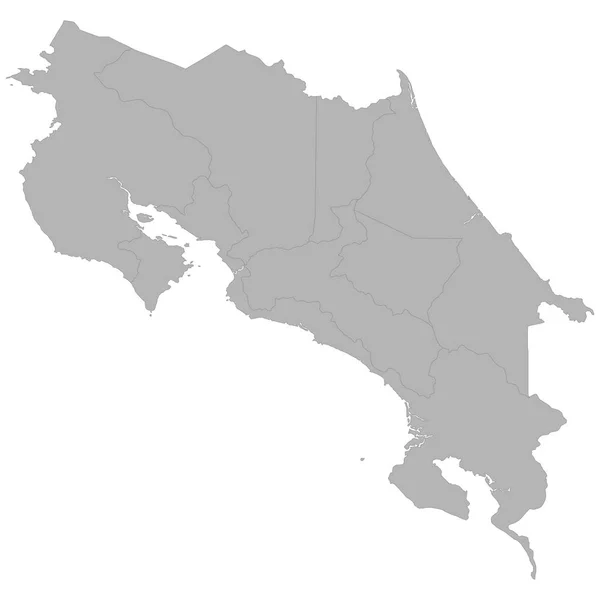 哥斯达黎加的高质量地图与区域的边界在白色背景 — 图库矢量图片