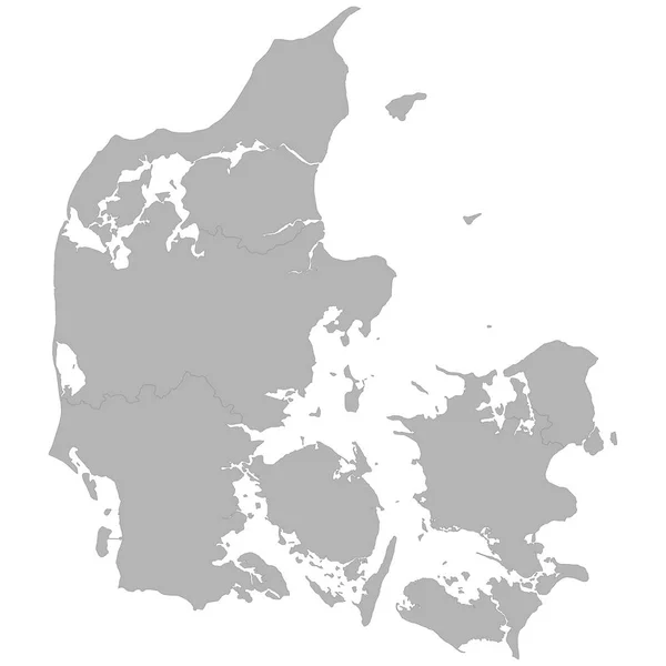 Hochwertige Landkarte Von Dänemark Mit Grenzen Der Regionen Auf Weißem — Stockvektor