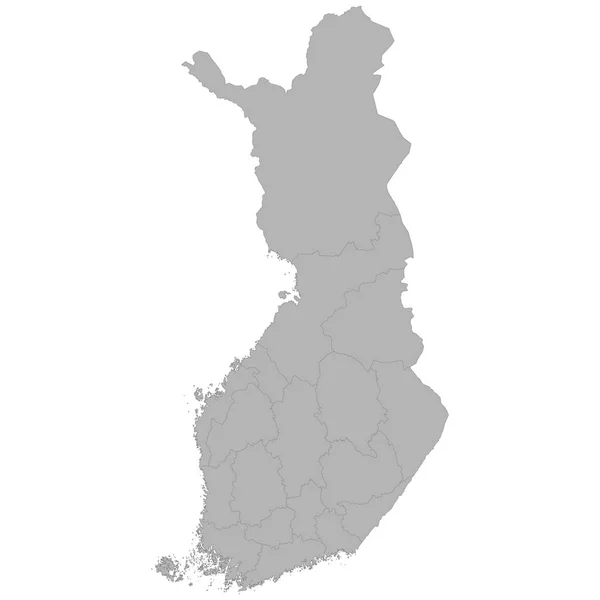 白い背景の上の領域の境界線とフィンランドの高品質マップ — ストックベクタ
