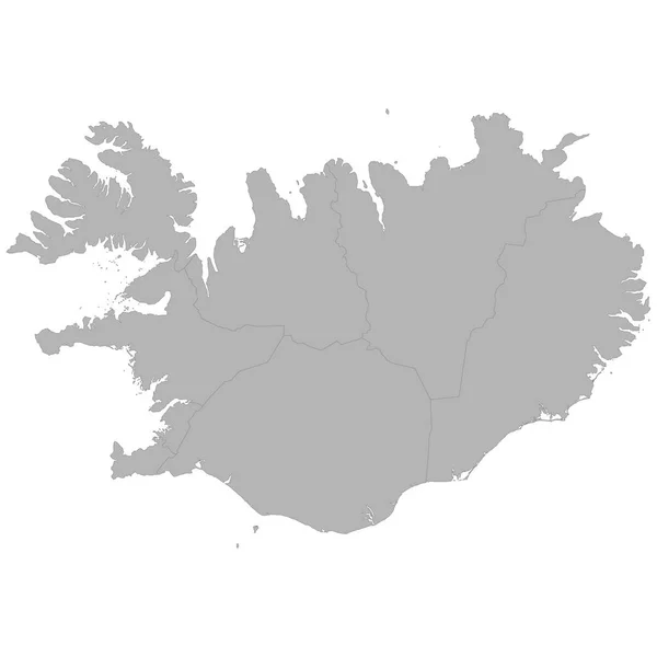 Mappa Alta Qualità Dell Islanda Con Confini Delle Regioni Sfondo — Vettoriale Stock