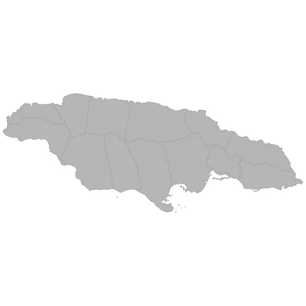 牙买加的高质量地图与区域的边界在白色背景 — 图库矢量图片