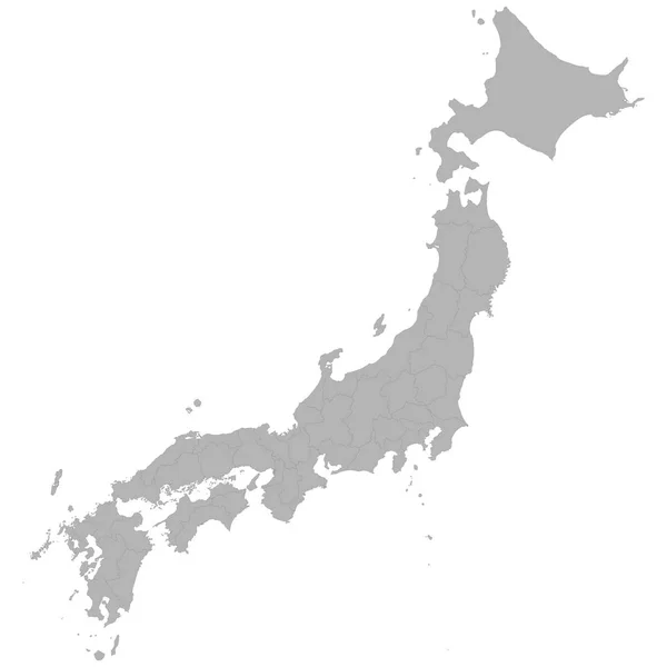 Υψηλής Ποιότητας Χάρτη Της Ιαπωνίας Σύνορα Των Περιφερειών Σχετικά Λευκό — Διανυσματικό Αρχείο