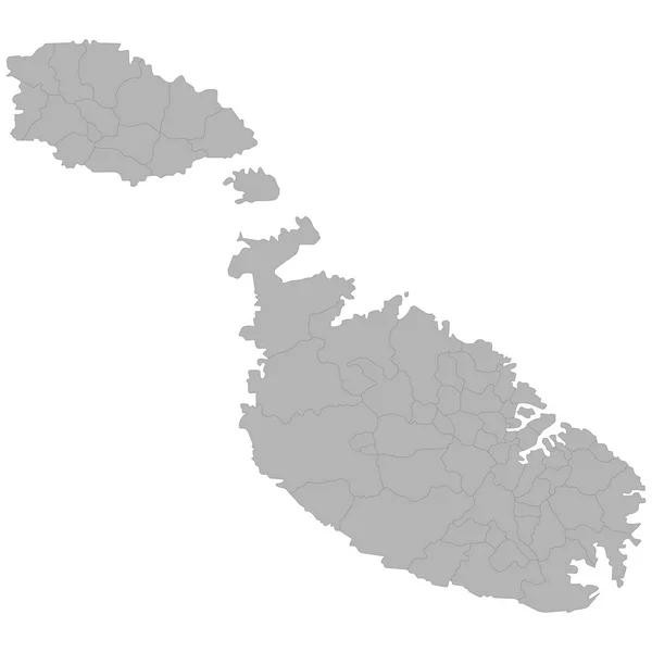 Mapa Alta Qualidade Malta Com Fronteiras Das Regiões Sobre Fundo —  Vetores de Stock