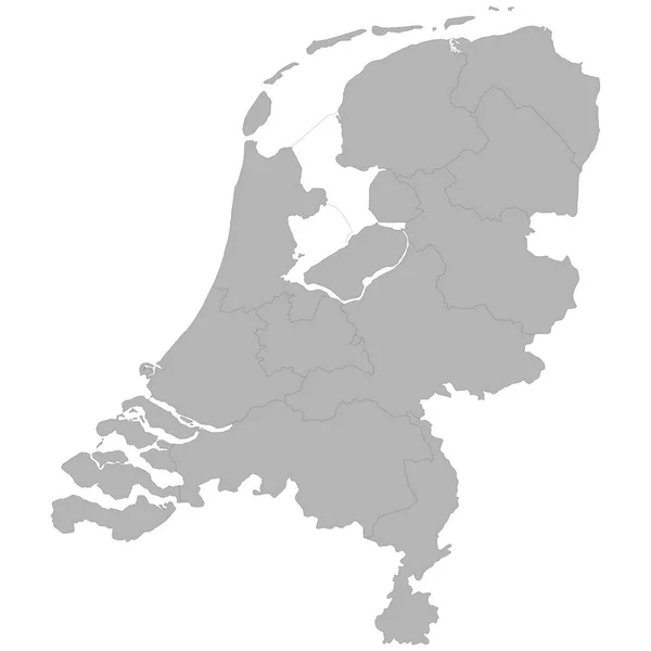 Mapa Alta Qualidade Dos Países Baixos Com Fronteiras Das Regiões — Vetor de Stock
