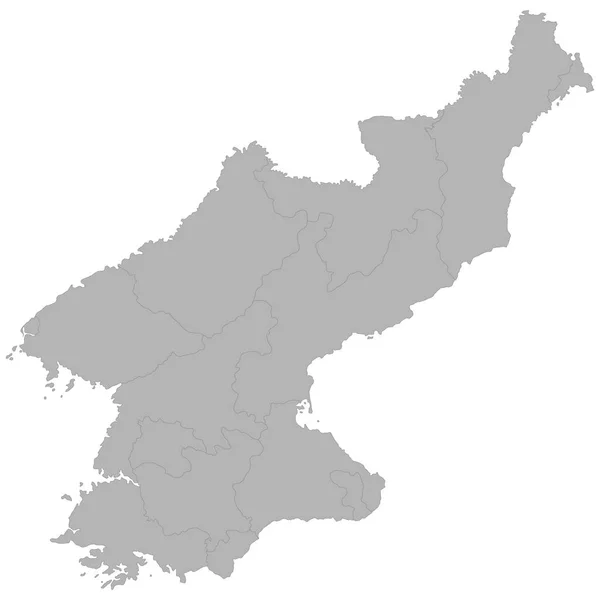 北朝鲜的高质量地图与区域的边界在白色背景 — 图库矢量图片