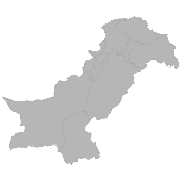 Карта Пакистана Высокого Качества Границами Регионов Белой Backgroun — стоковый вектор