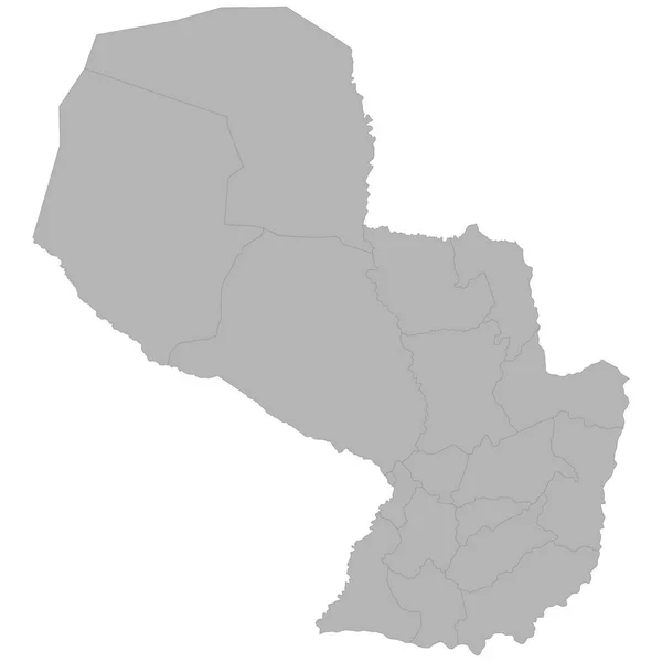 Yüksek Kaliteli Beyaz Adam Üzerindeki Bölgeleri Sınırları Ile Paraguay Haritası — Stok Vektör