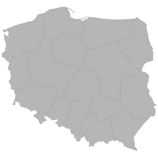 Kaart Van Hoge Kwaliteit Van Polen Met Grenzen Van Regio — Stockvector