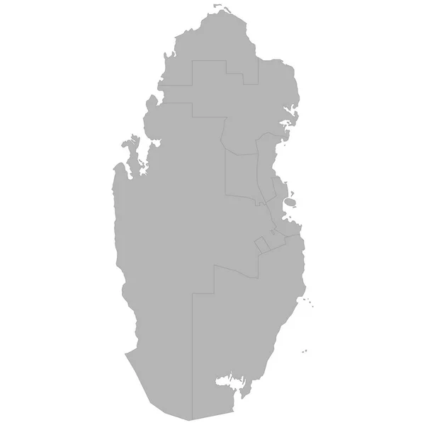 Hochwertige Landkarte Von Katar Mit Grenzen Der Regionen Auf Weißem — Stockvektor