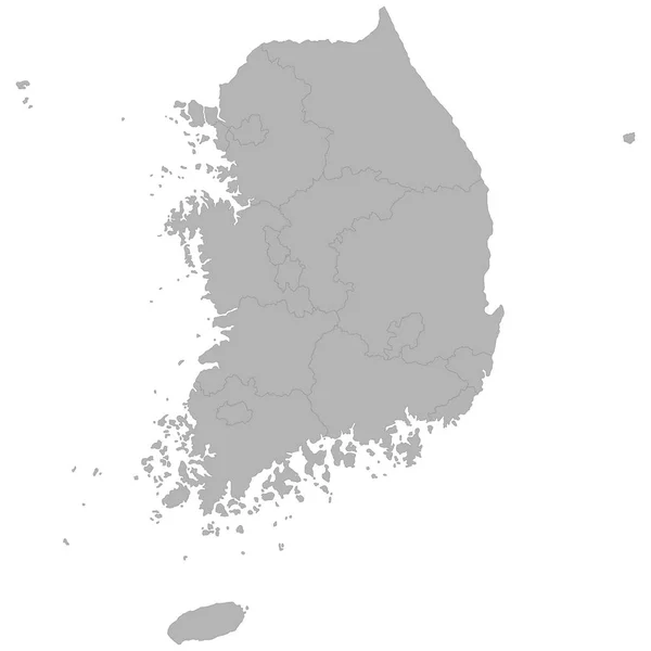 Mappa Alta Qualità Della Corea Del Sud Con Confini Delle — Vettoriale Stock