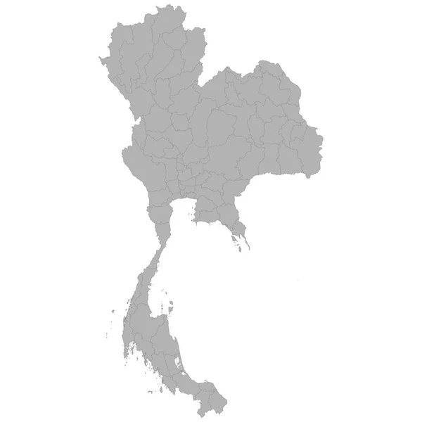 Kaart Van Hoge Kwaliteit Van Thailand Met Grenzen Van Regio — Stockvector